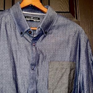 Denim Chambray dotted button down XL